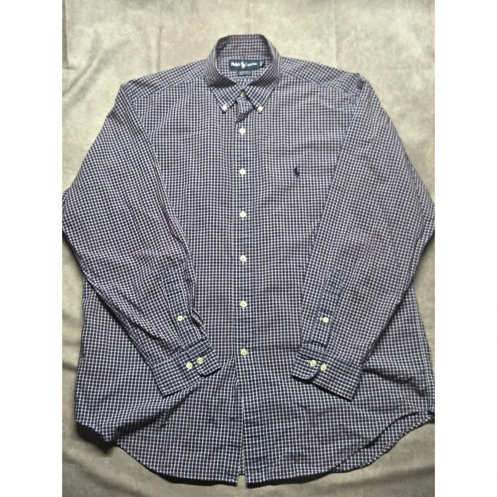 Polo Ralph Lauren Mens Shirt 16.5 34/35 Purple Long Sleeve Button Down Yarmouth